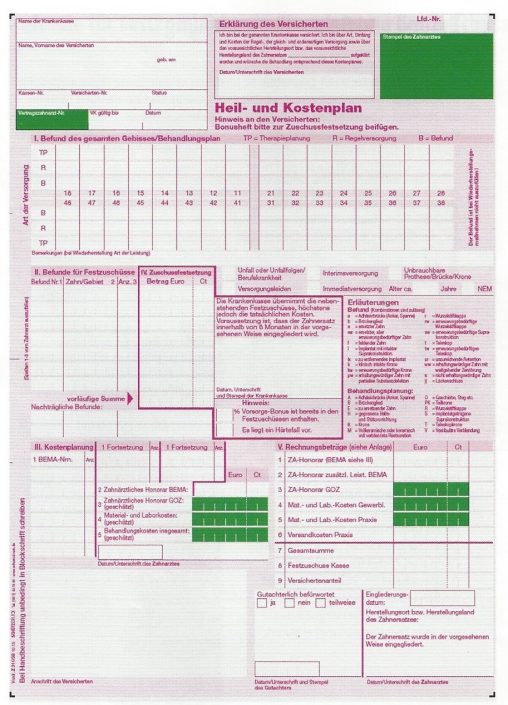 Heil Und Kostenplan Formular Pdf